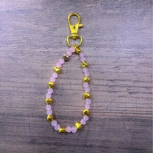 Handmade cute pink and gold keychain